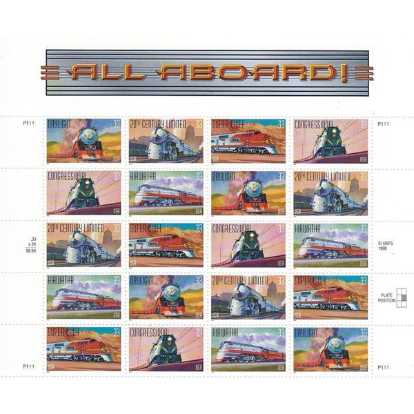 All Aboard! 20th Century American Trains Stamp Set