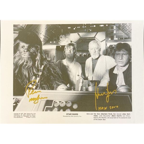 Star Wars Peter Mayhew and Harrison Ford facsimile signed movie photo