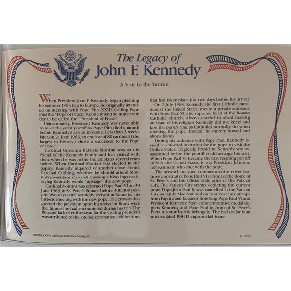 John F. Kennedy commemorative cover with coin