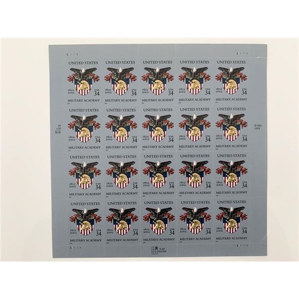 United States Military Academy - West Point #3560 Pane of 20 x 34 cents US Postage Stamps