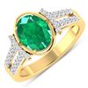 Image 1 : 14KT Yellow Gold 1.53ctw Zambian Emerald and Diamond Ring