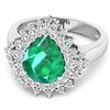 Image 3 : 14KT White Gold 2.85ctw Zambian Emerald and Diamond Ring