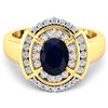 Image 2 : 14KT Yellow Gold 1.3ct Blue Sapphire and Diamond Ring