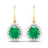Image 1 : 14KT Yellow Gold 2.88ctw Zambian Emerald and Diamond Earrings