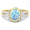 Image 3 : 14KT Yellow Gold 1.28ctw Aquamarine and Diamond Ring