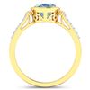 Image 4 : 14KT Yellow Gold 1.28ctw Aquamarine and Diamond Ring