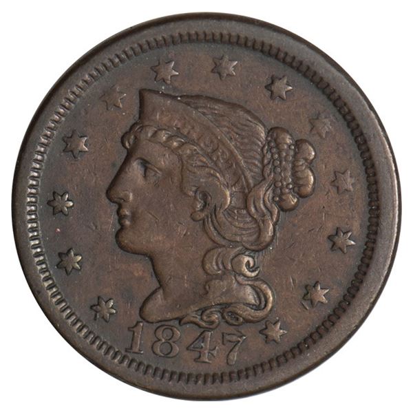 1847 Braided Hair Large Cent