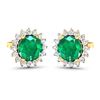 Image 2 : 14KT Yellow Gold 1.36ctw Zambian Emerald and Diamond Earrings