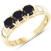 Image 1 : Plated 14KT Yellow Gold 0.99ctw Black Diamond Ring