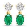 Image 1 : 14KT Yellow Gold 1.12ctw Zambian Emerald and Diamond Earrings