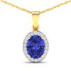 Image 1 : 14KT Yellow Gold 1.6ctw Tanzanite and Diamond Pendant