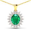 Image 1 : 14KT Yellow Gold 3.14ctw Zambian Emerald and Diamond Pendant