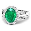 Image 2 : 14KT White Gold 3.14ctw Zambian Emerald and Diamond Ring