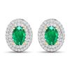 Image 1 : 14KT Yellow Gold 0.76ctw Zambian Emerald and Diamond Earrings