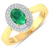 Image 2 : 14KT Yellow Gold 0.70ct Zambian Emerald and Diamond Ring