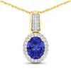 Image 1 : 14KT Yellow Gold 1.6ctw Tanzanite and Diamond Pendant