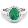 Image 1 : 14KT White Gold 1.ct Zambian Emerald and Diamond Ring