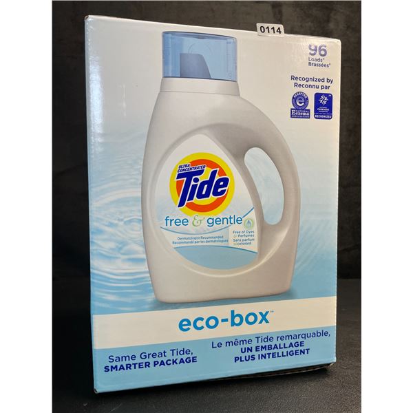 1 Tide Ultra Concentrated Free & Gentle Eco-Box Liquid Laundry Detergent - 3.1L/96 Loads - New