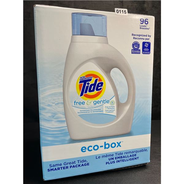1 Tide Ultra Concentrated Free & Gentle Eco-Box Liquid Laundry Detergent - 3.1L/96 Loads - New