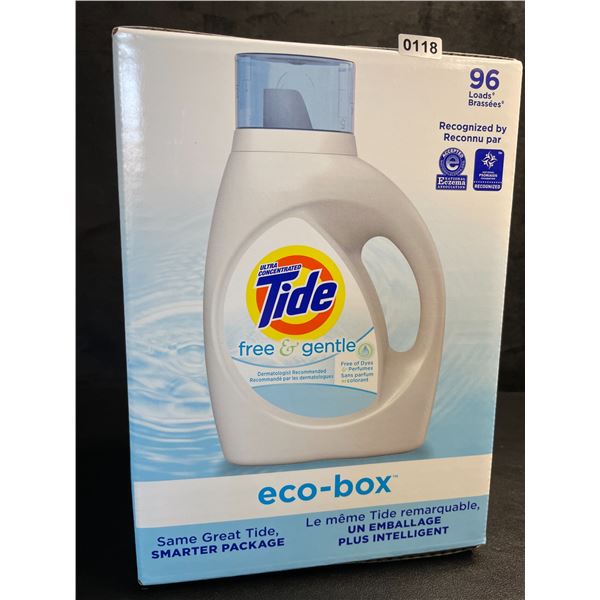 1 Tide Ultra Concentrated Free & Gentle Eco-Box Liquid Laundry Detergent - 3.1L/96 Loads - New