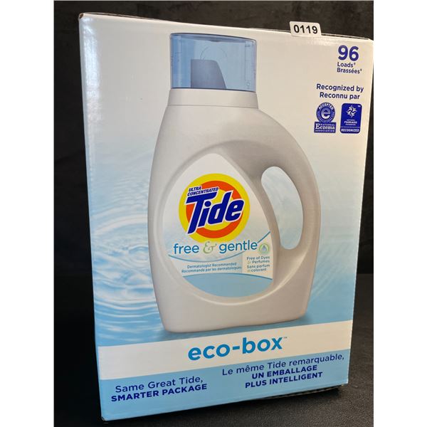 1 Tide Ultra Concentrated Free & Gentle Eco-Box Liquid Laundry Detergent - 3.1L/96 Loads - New