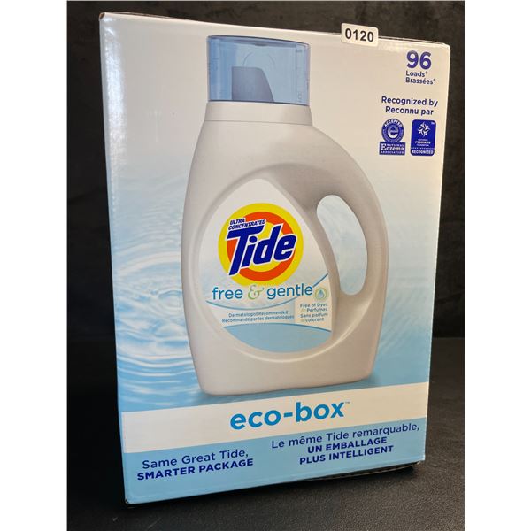 1 Tide Ultra Concentrated Free & Gentle Eco-Box Liquid Laundry Detergent - 3.1L/96 Loads - New