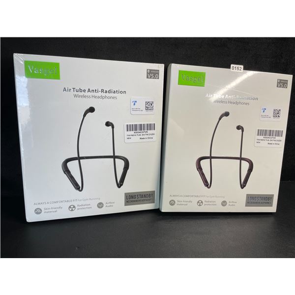 2 Vasgel Wireless Bluetooth 5.0 Sport Headphones; Wrap-Around Neck Design - New Sealed