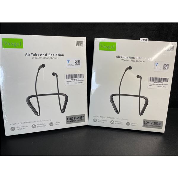 2 Vasgel Wireless Bluetooth 5.0 Sport Headphones; Wrap-Around Neck Design - New Sealed