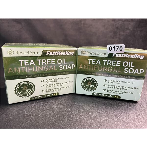 Lot of 2 RoyceDerm FastHealing Tea Tree Oil Antifungal Soap - New