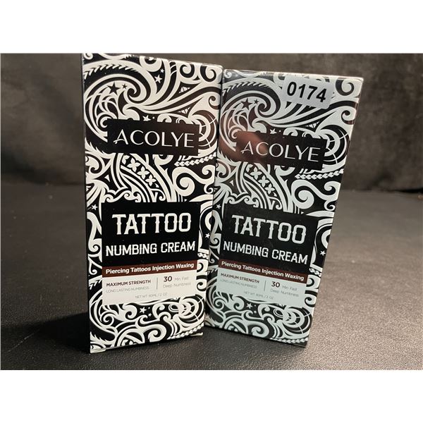 2 Boxes of Acolye Tattoo Numbing Creams - Max Strength/Long-Lasting Numbness (60ml) - New Sealed