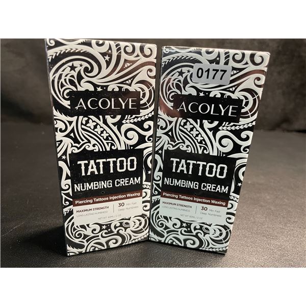 2 Boxes of Acolye Tattoo Numbing Creams - Max Strength/Long-Lasting Numbness (60ml) - New Sealed