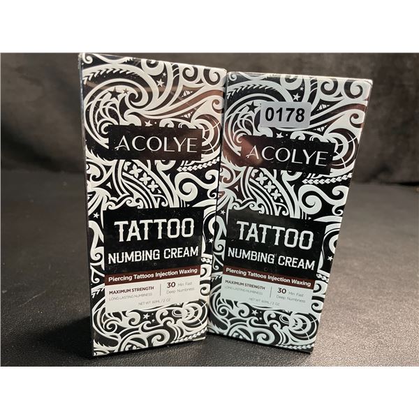 2 Boxes of Acolye Tattoo Numbing Creams - Max Strength/Long-Lasting Numbness (60ml) - New Sealed