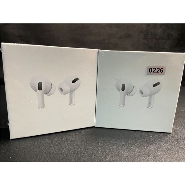 2 Pairs of TWS Airpod-Style Wireless Earbuds with Charging Cases - White - New