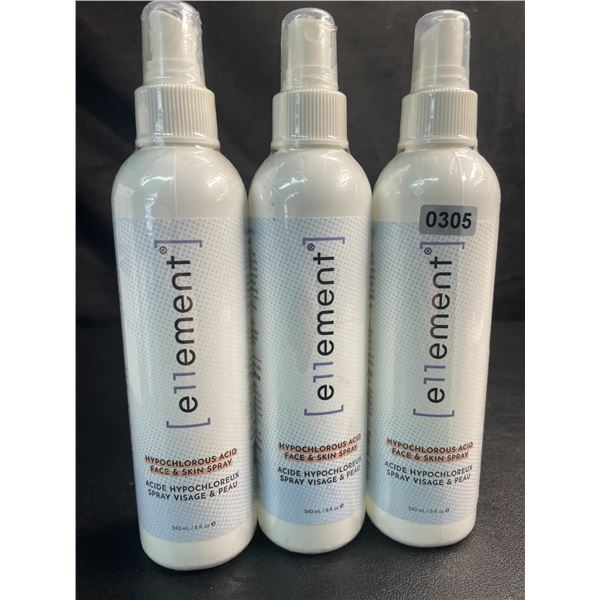 3 Bottles of e11ement Hypochlorous Acid Face & Skincare Sprays - 240ml Each - New Sealed