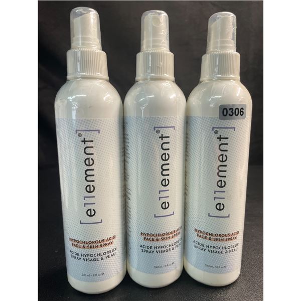 3 Bottles of e11ement Hypochlorous Acid Face & Skincare Sprays - 240ml Each - New Sealed