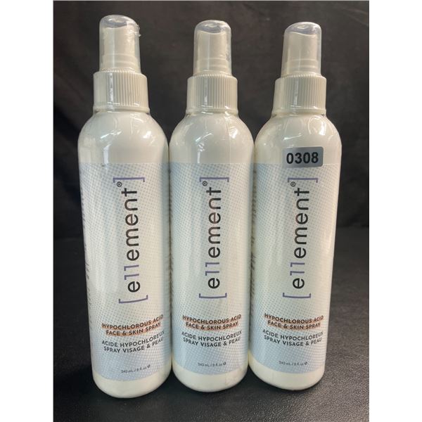 3 Bottles of e11ement Hypochlorous Acid Face & Skincare Sprays - 240ml Each - New Sealed