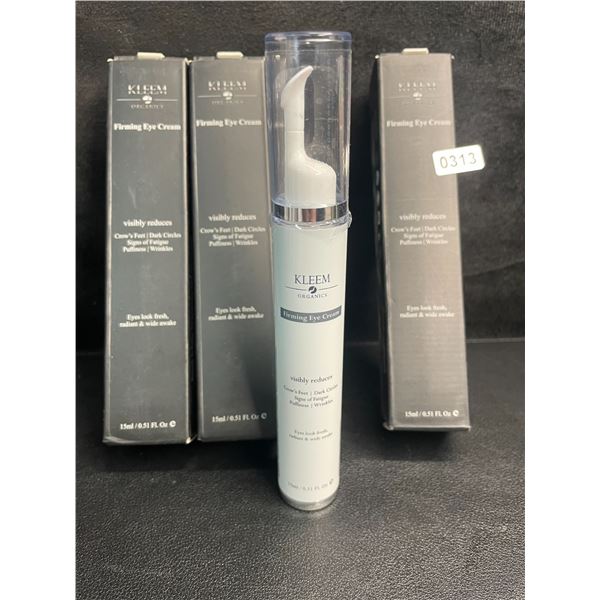 3 Boxes of Kleem Organics Firming Eye Creams (15ml) Reduces Puffiness/Dark Spots/Wrinkles - New
