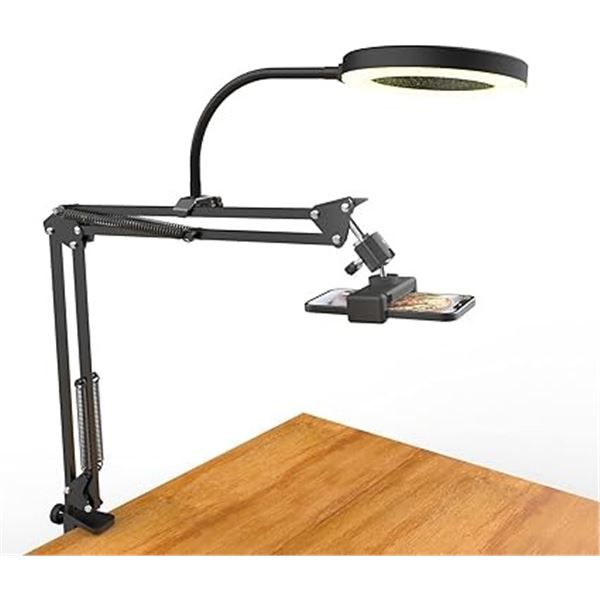 1 Overhead Camera Mount with Ring Light - Flexible Phone Arm Stand for Video Recording - New