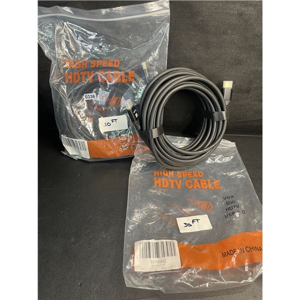 2 High-Speed 4K HDMI Cables - 30FT Long Length - Brand New
