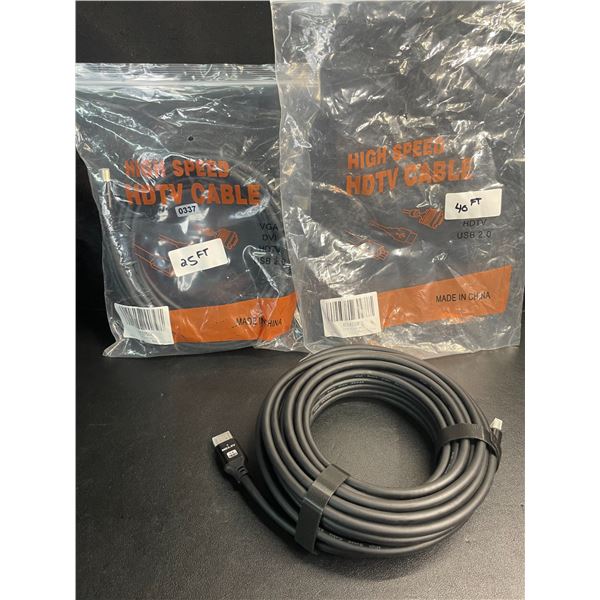 2 High-Speed 4K HDMI Cables - 25FT & 40FT Long Length - Brand New