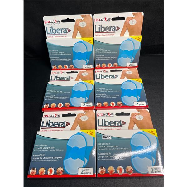 Lot of 6 Proactive Libera Self-Adhesive Gel Pads for TENS Devices (2 Pairs Per Box) - New