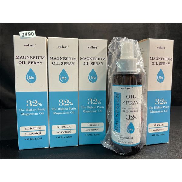 Lot of 4 Bottles of 32% Unscented High Purity Magnesium Oil Spray (120ml) Unscented - New