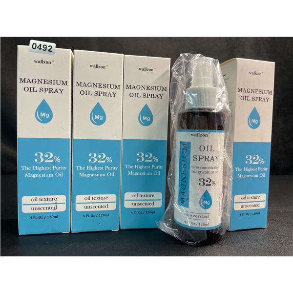 Lot of 4 Bottles of 32% Unscented High Purity Magnesium Oil Spray (120ml) Unscented - New