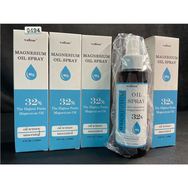 Lot of 4 Bottles of 32% Unscented High Purity Magnesium Oil Spray (120ml) Unscented - New