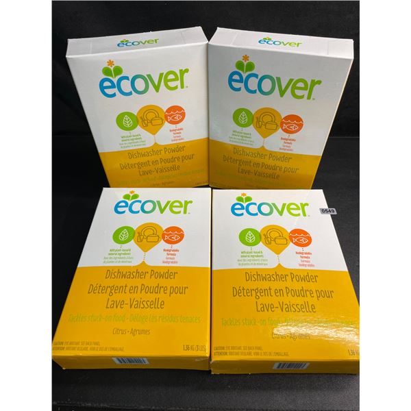 4 Boxes of Ecover Dishwasher Powder (1.36kg) Tackles Stuck-On-Food - Citrus - Plant-Based - New