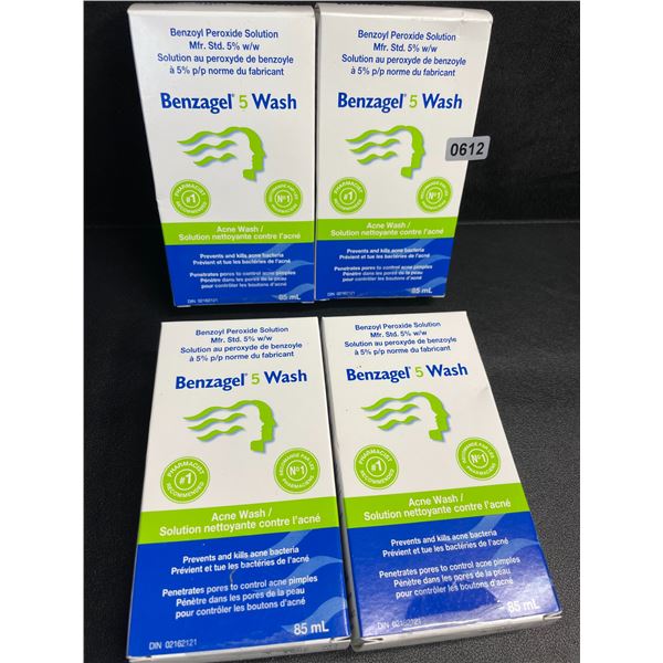 4 Boxes of Benzagel 5 Wash Acne Wash - Prevents/Kills Acne Bacteria (85ml) - New