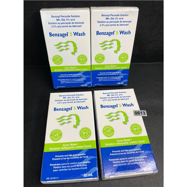 4 Boxes of Benzagel 5 Wash Acne Wash - Prevents/Kills Acne Bacteria (85ml) - New