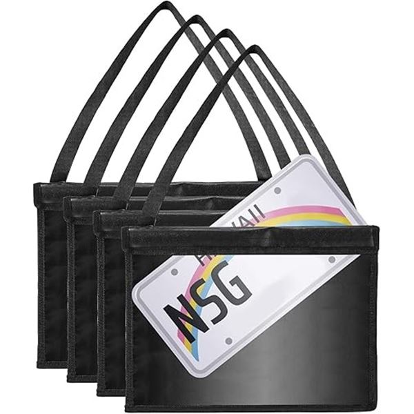4-Pack of License Plate Bags/Plate Holders with Strap - For Cars/SUV/Trucks - New