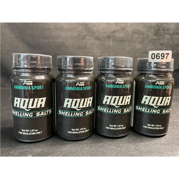 Lot of 4 AmmoniaSport Aqua Smelling Salts - Pre-Activated Smelling Salts for Alertness/Gym - New