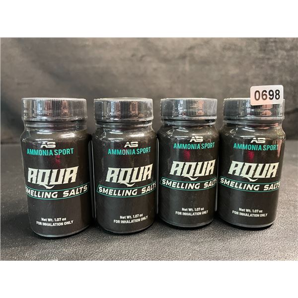 Lot of 4 AmmoniaSport Aqua Smelling Salts - Pre-Activated Smelling Salts for Alertness/Gym - New